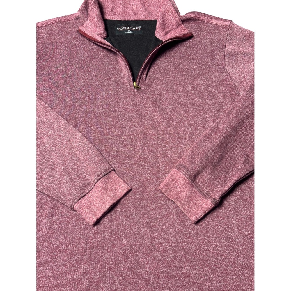 Fourcast Mens XL Quarter Zip Pullover Burgundy Mock Neck Sweater Outdoor Fish - Picture 6 of 14